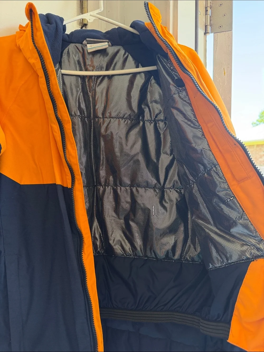 Columbia Kids Hooded Colorblock Jacket - Orange & Navy Blue